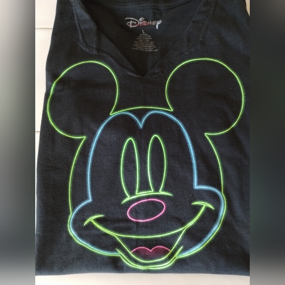 Disney Mickey Mouse Neon Look T shirt - Picture 2 of 8